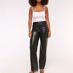 Abercrombie 90s Relaxed Jean Ultra High Rise Black Leather Pants